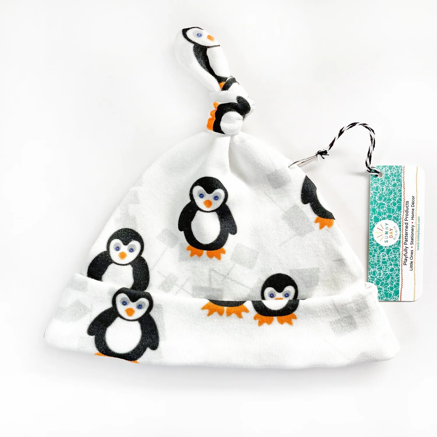 Playful Penguins Baby Hat (0-3M) - Organic Cotton