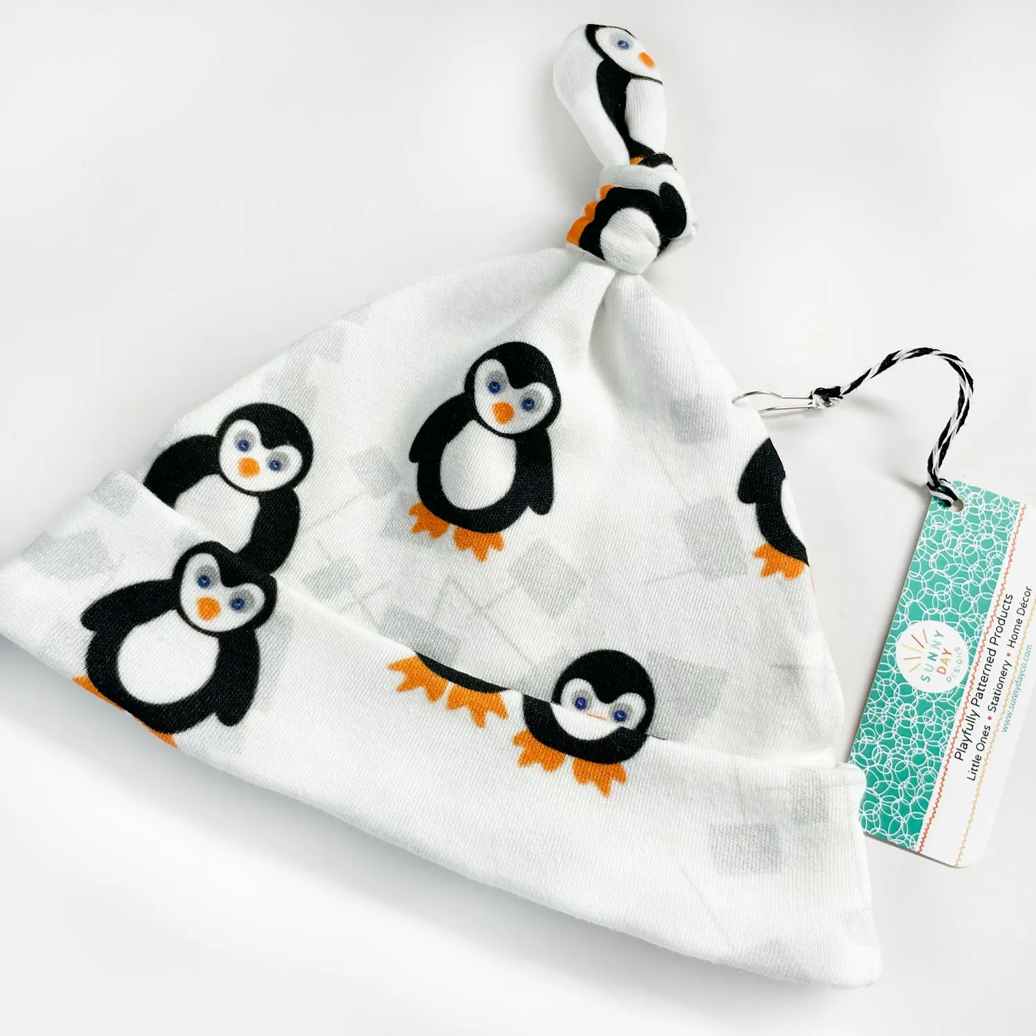 Playful Penguins Baby Hat (0-3M) - Organic Cotton