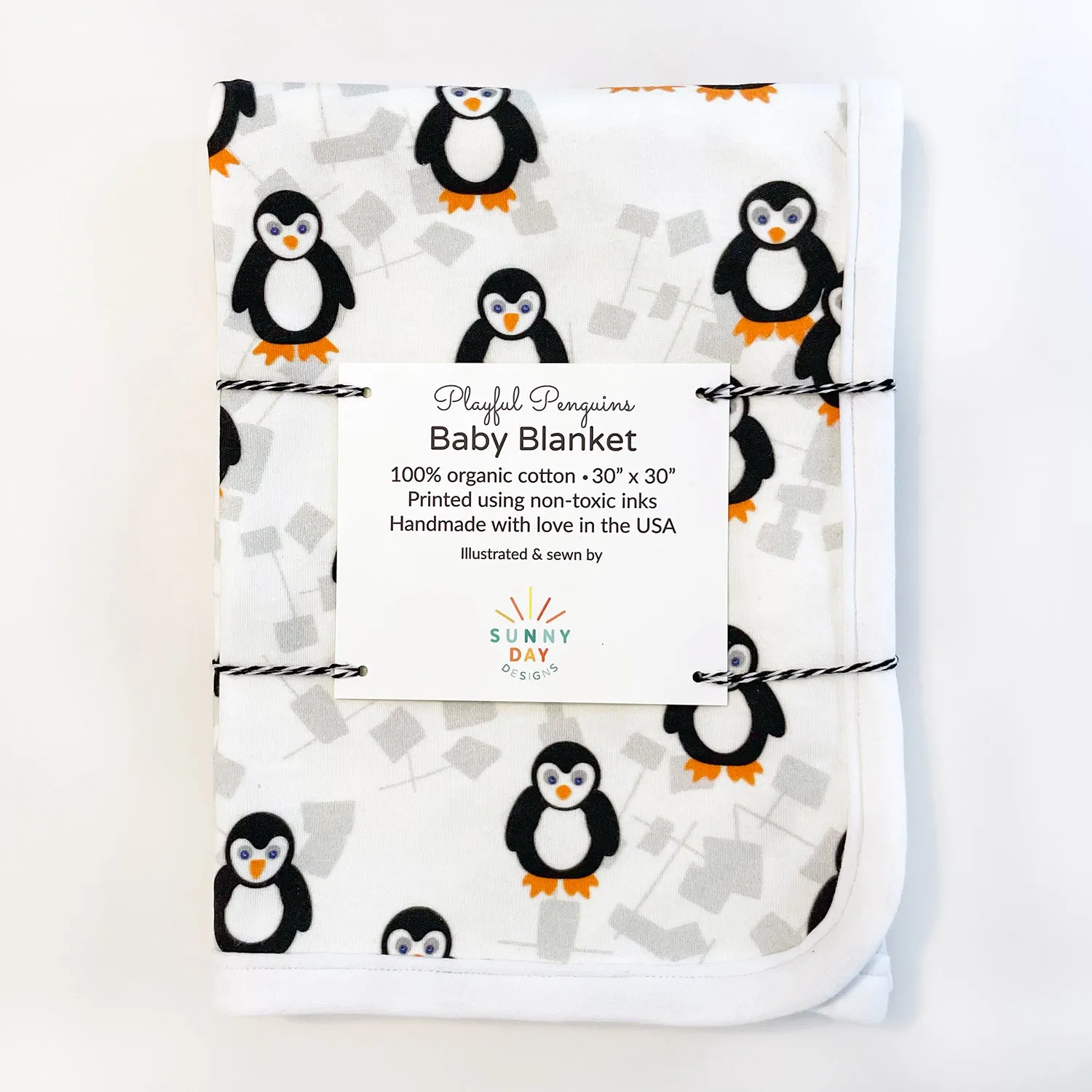 Playful Penguins Newborn Hat & Blanket Baby Gift Set