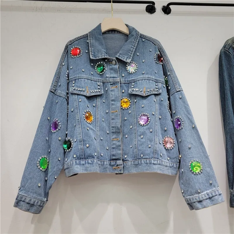 Pre Order:  Colorful Diamond Denim Jacket