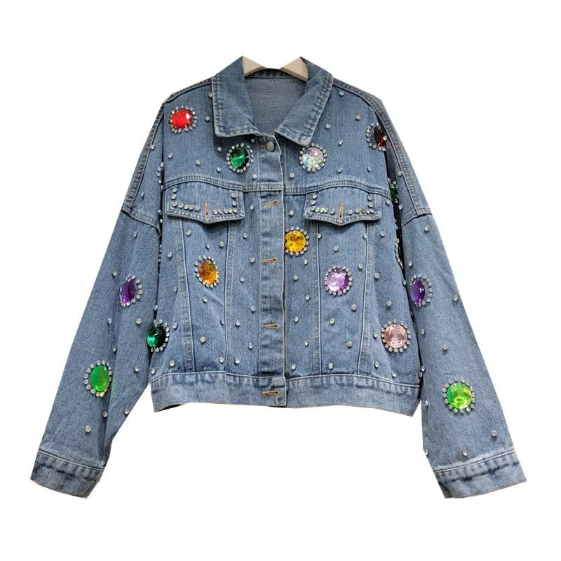 Pre Order:  Colorful Diamond Denim Jacket