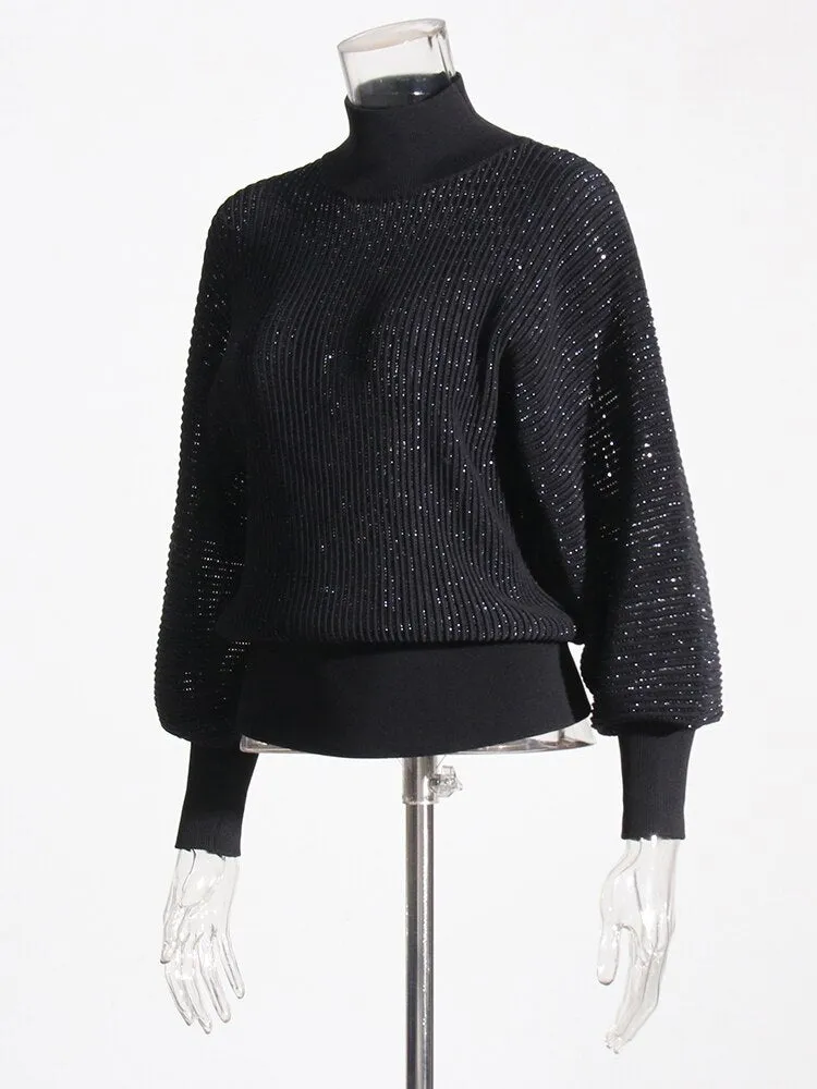 Pre Order:  Semi-sheer Turtleneck Knit Sweater