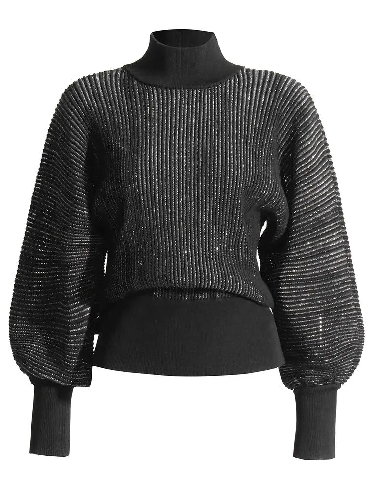 Pre Order:  Semi-sheer Turtleneck Knit Sweater