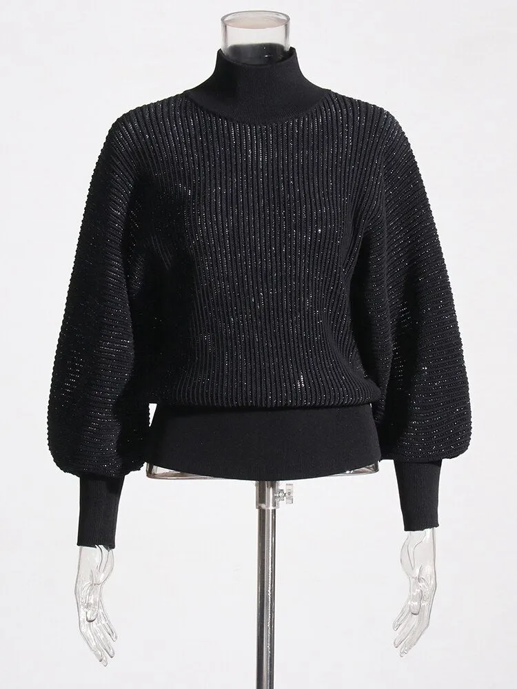 Pre Order:  Semi-sheer Turtleneck Knit Sweater