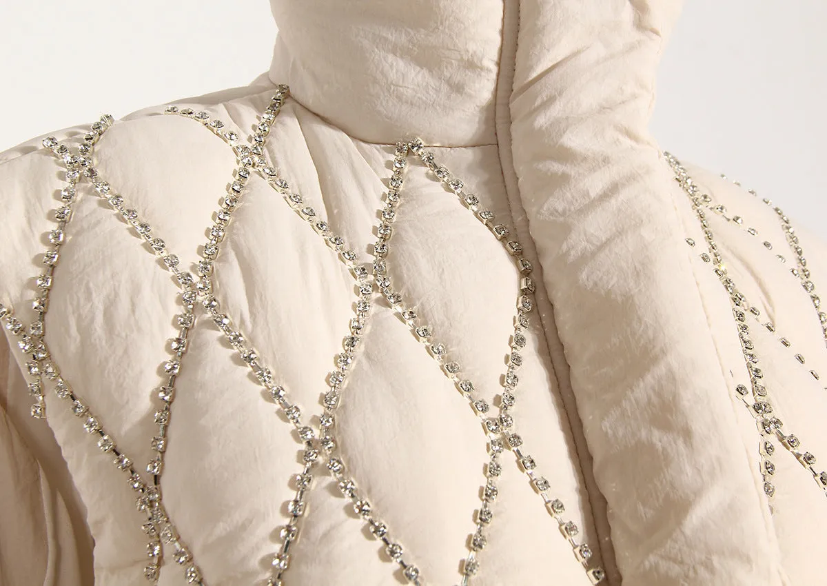 Pre Order:  Tasseled Diamond Sleeveless Puffer Jacket