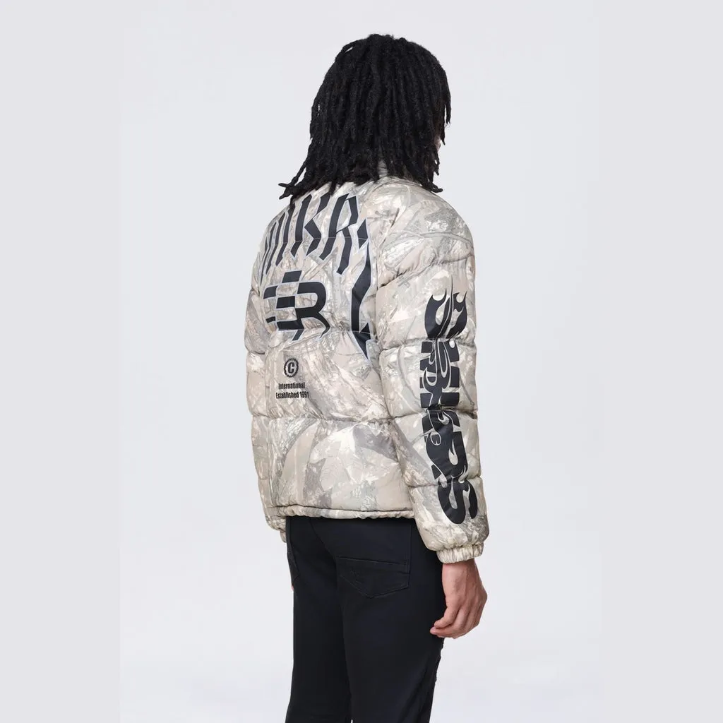 Printed Puffer Jacket - Khaki Hunting Camo