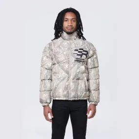 Printed Puffer Jacket - Khaki Hunting Camo