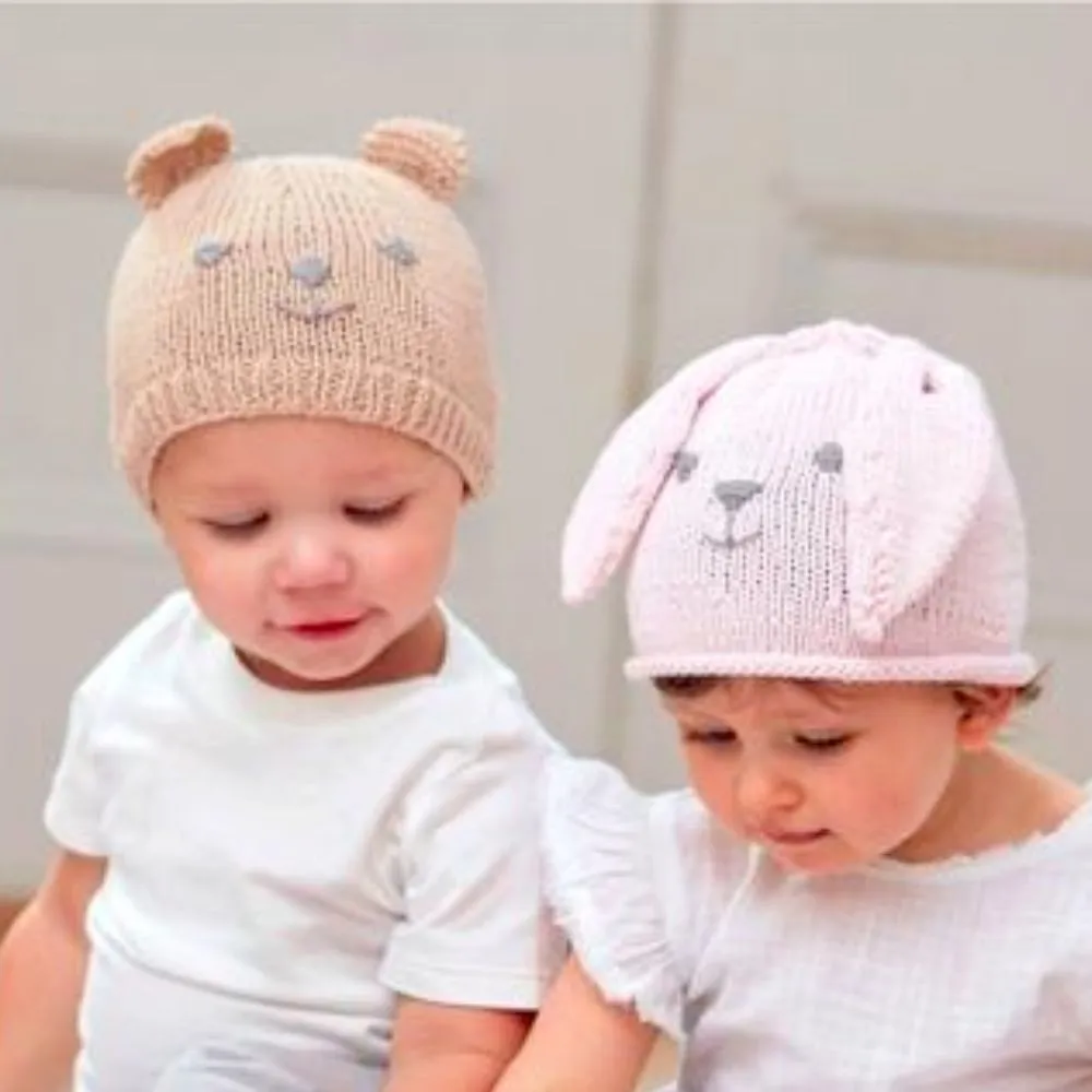 Rabbit or Teddy Bear Baby Hat Knitting Pattern (5274)