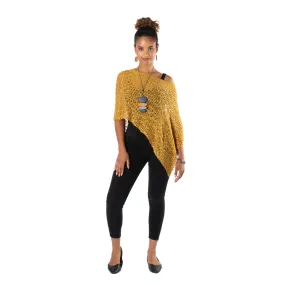 Short Popcorn Knit Poncho - Saffron, Bali