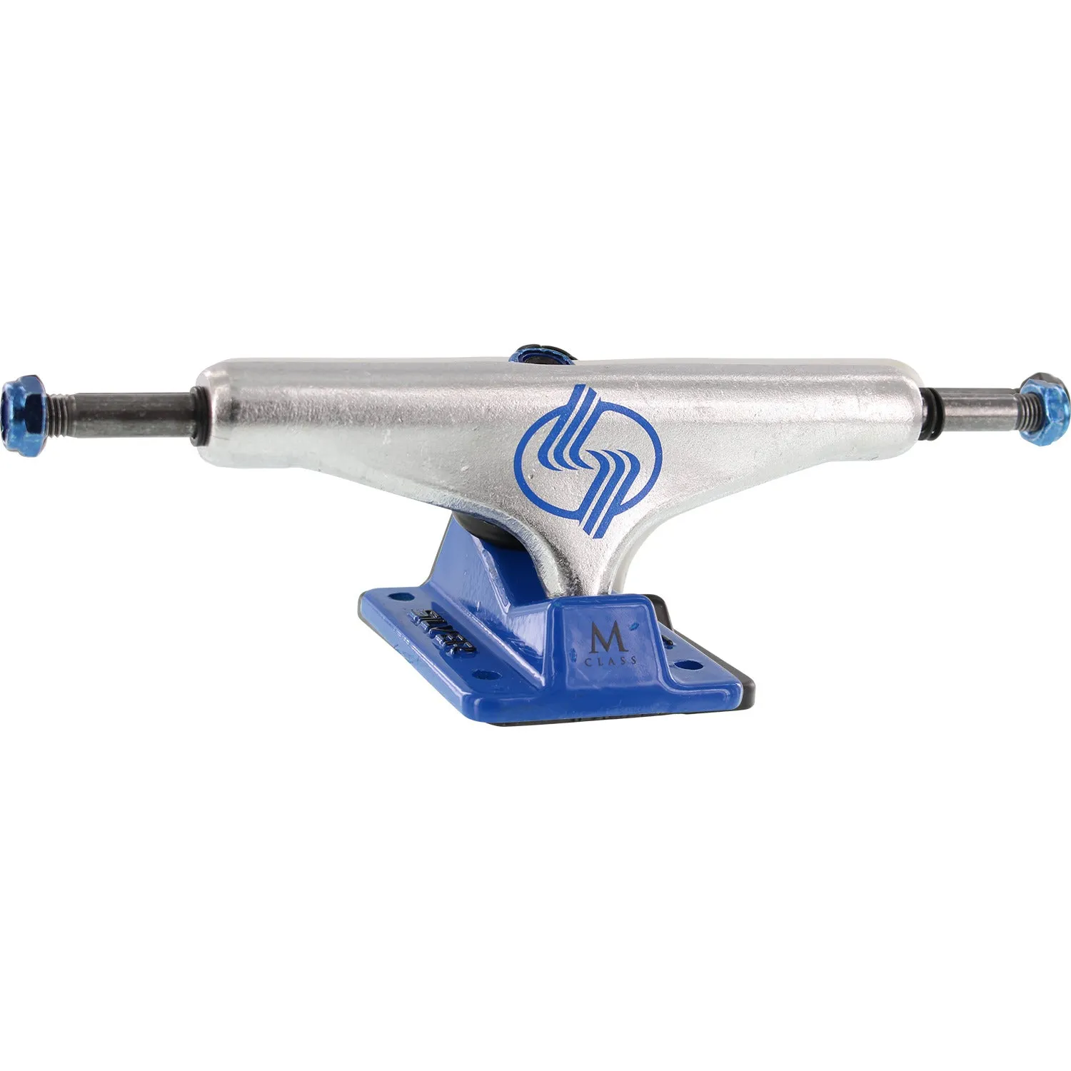 Silver M-Class Hollow Skateboard Trucks 7.75" - Polished/Blue (Set of 2)