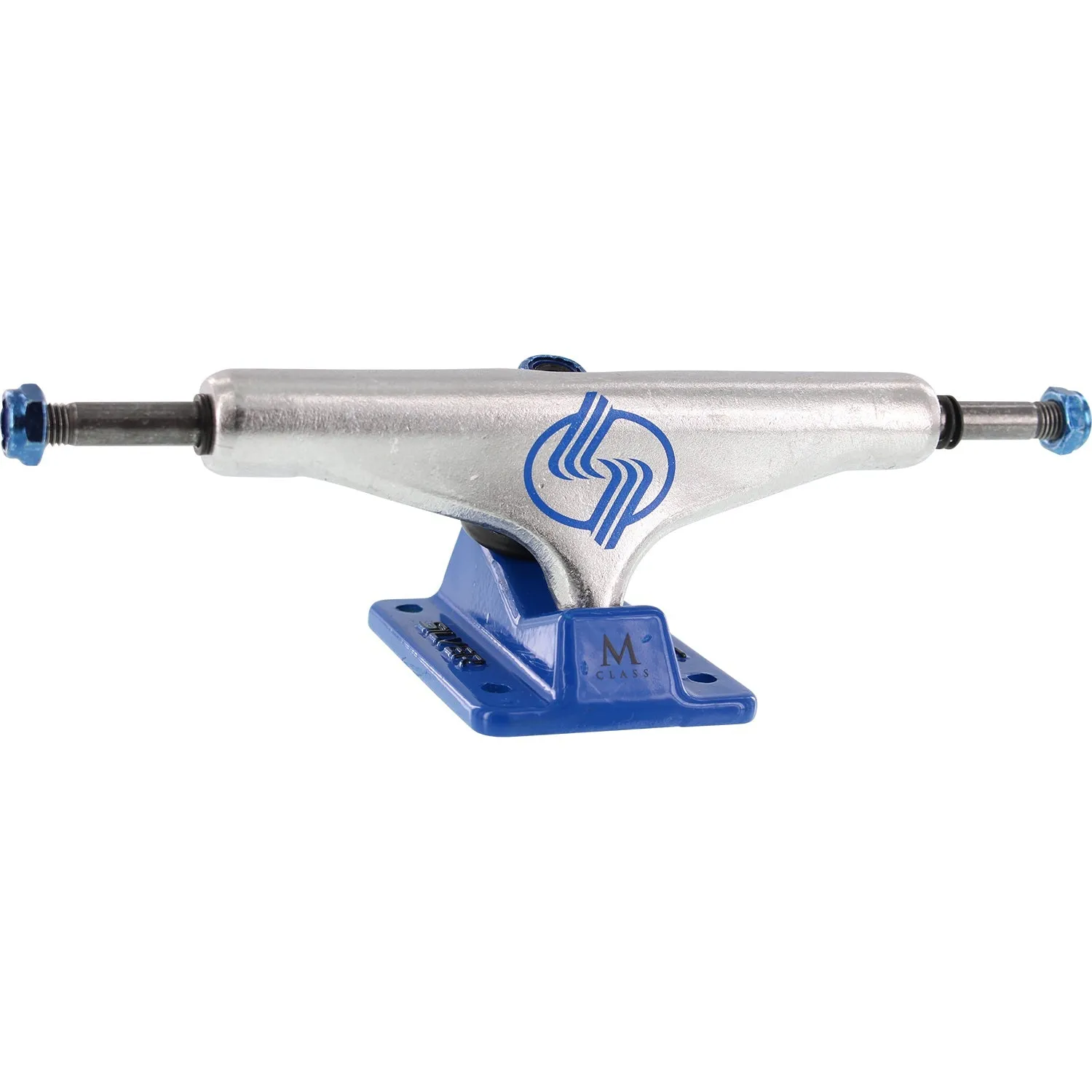 Silver M-Class Hollow Skateboard Trucks 8.5" - Polished/Blue (Set of 2)