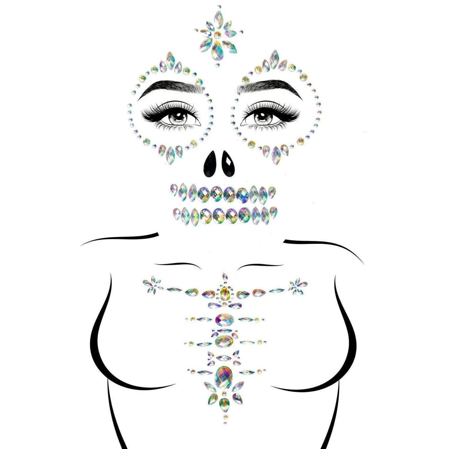 Skeleton Rhinestone Stick-On Face Jewels