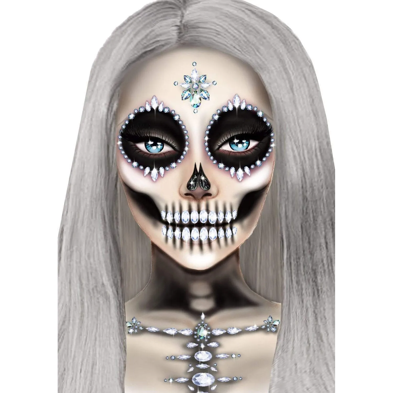 Skeleton Rhinestone Stick-On Face Jewels