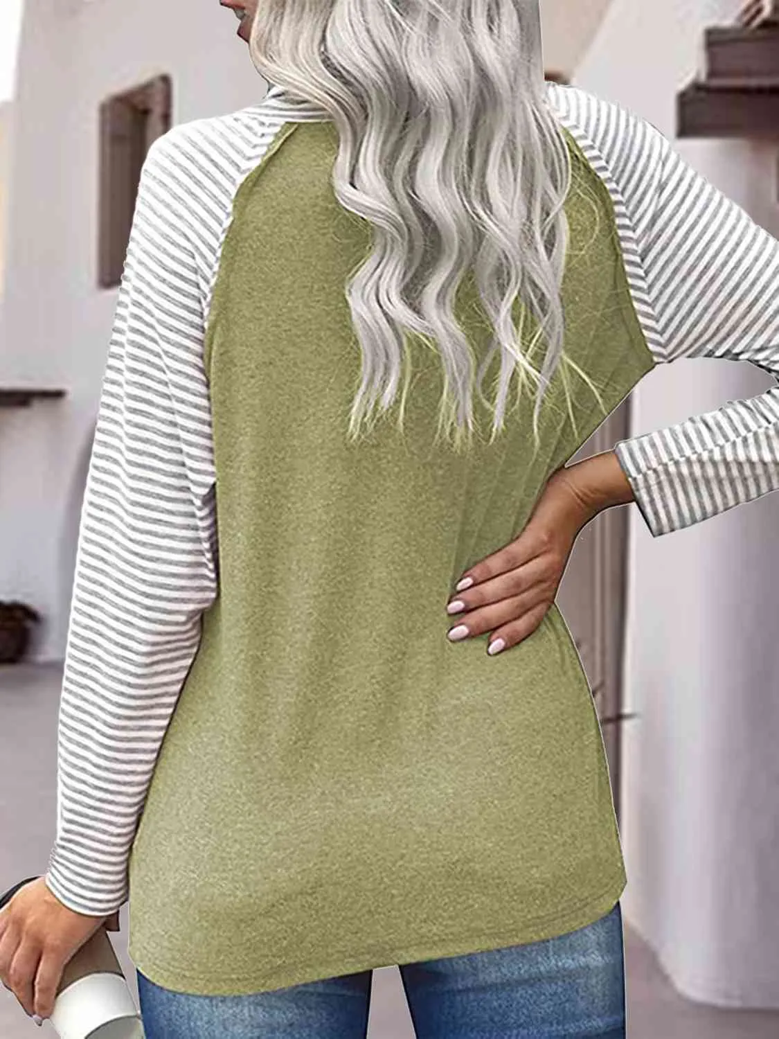 Striped Turtleneck Long Sleeve T-Shirt