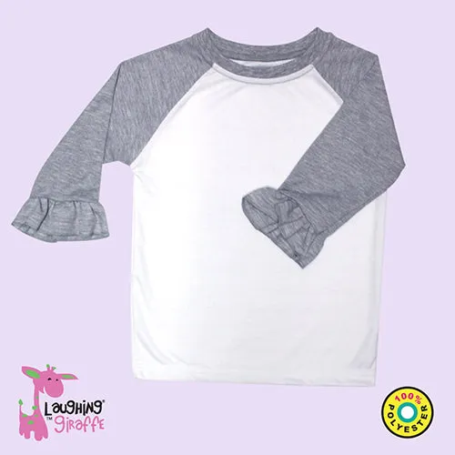 Sublimation Toddler Ruffle Raglan Shirt – White/ Heather Gray