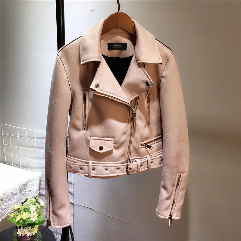 Suede leather jacket for women leather fashionable jacket