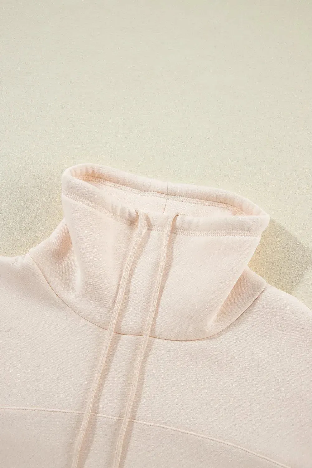 Sweatshirt Drawstring Turtleneck Long Sleeve Cotton Blend Hoodie