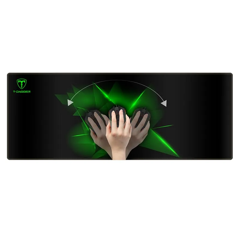 T-Dagger Geometry Large Size 780Mm X 300Mm X 3Mm|Speed Design|Printed Gaming Mouse Pad Black And Green