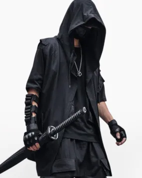 Techwear Black sleeveless jacket