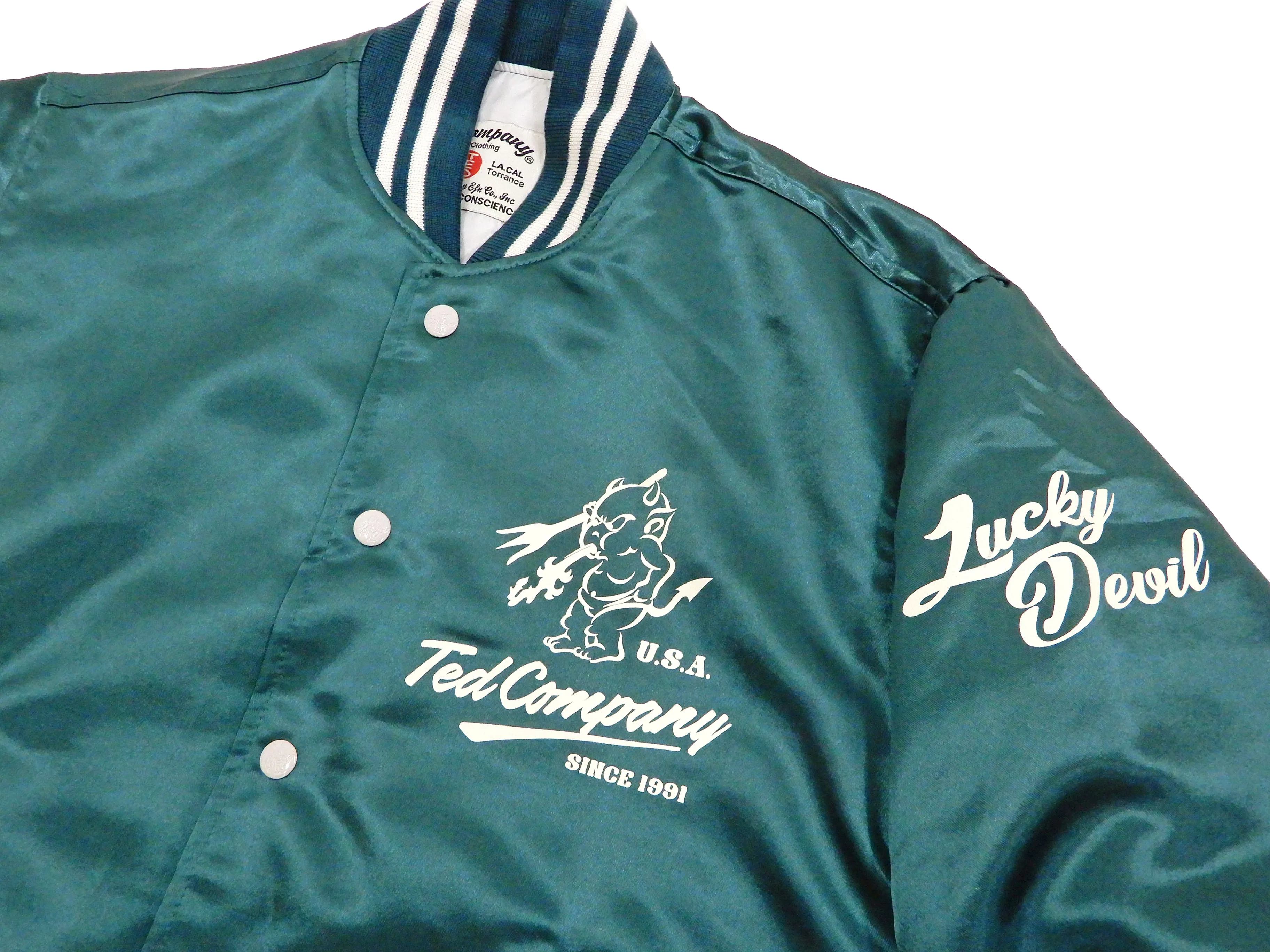 Tedman Men's Polyester Satin Varsity Jacket Custom Baseball Jacket TBBJ-040 Green