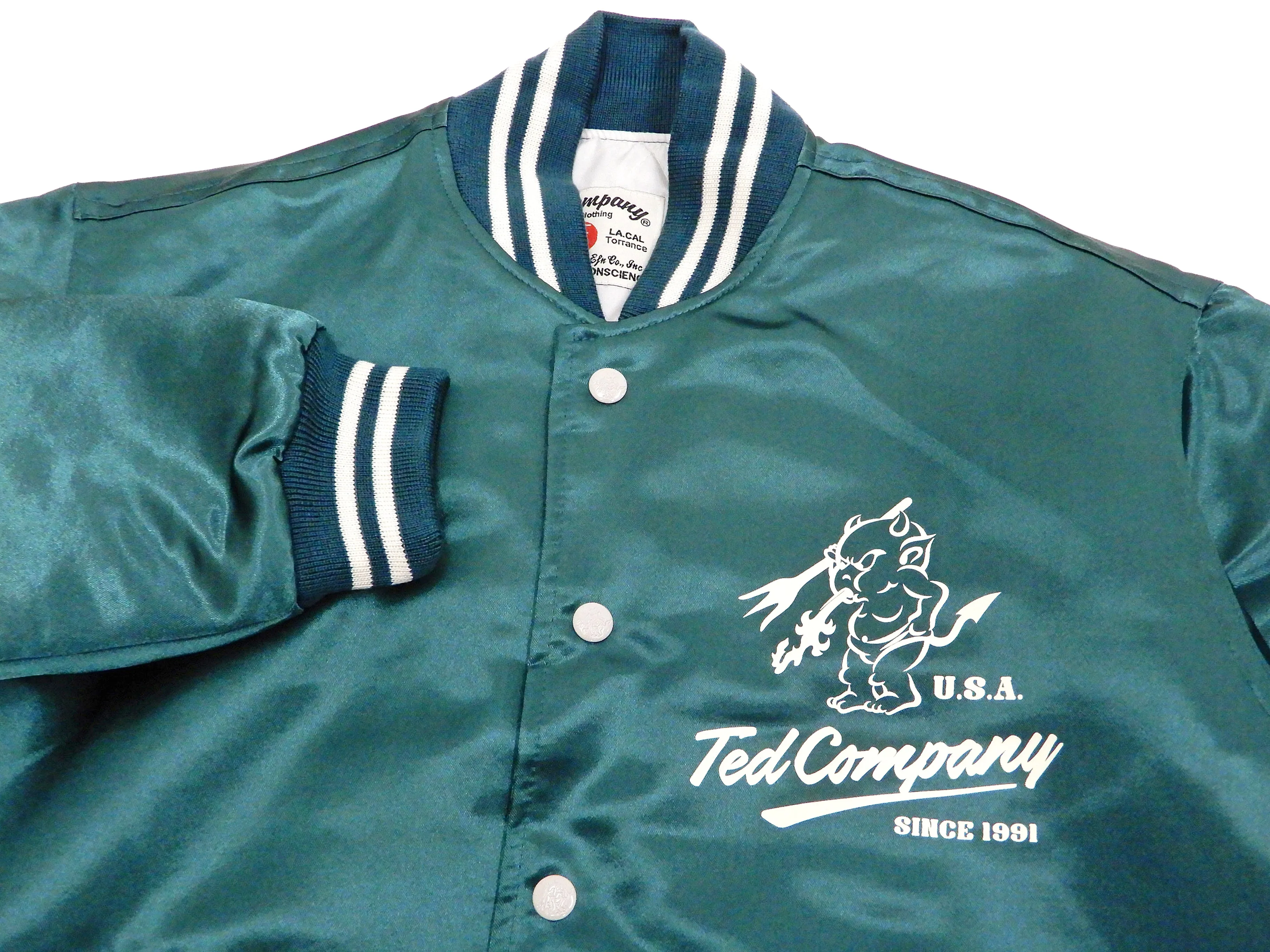 Tedman Men's Polyester Satin Varsity Jacket Custom Baseball Jacket TBBJ-040 Green