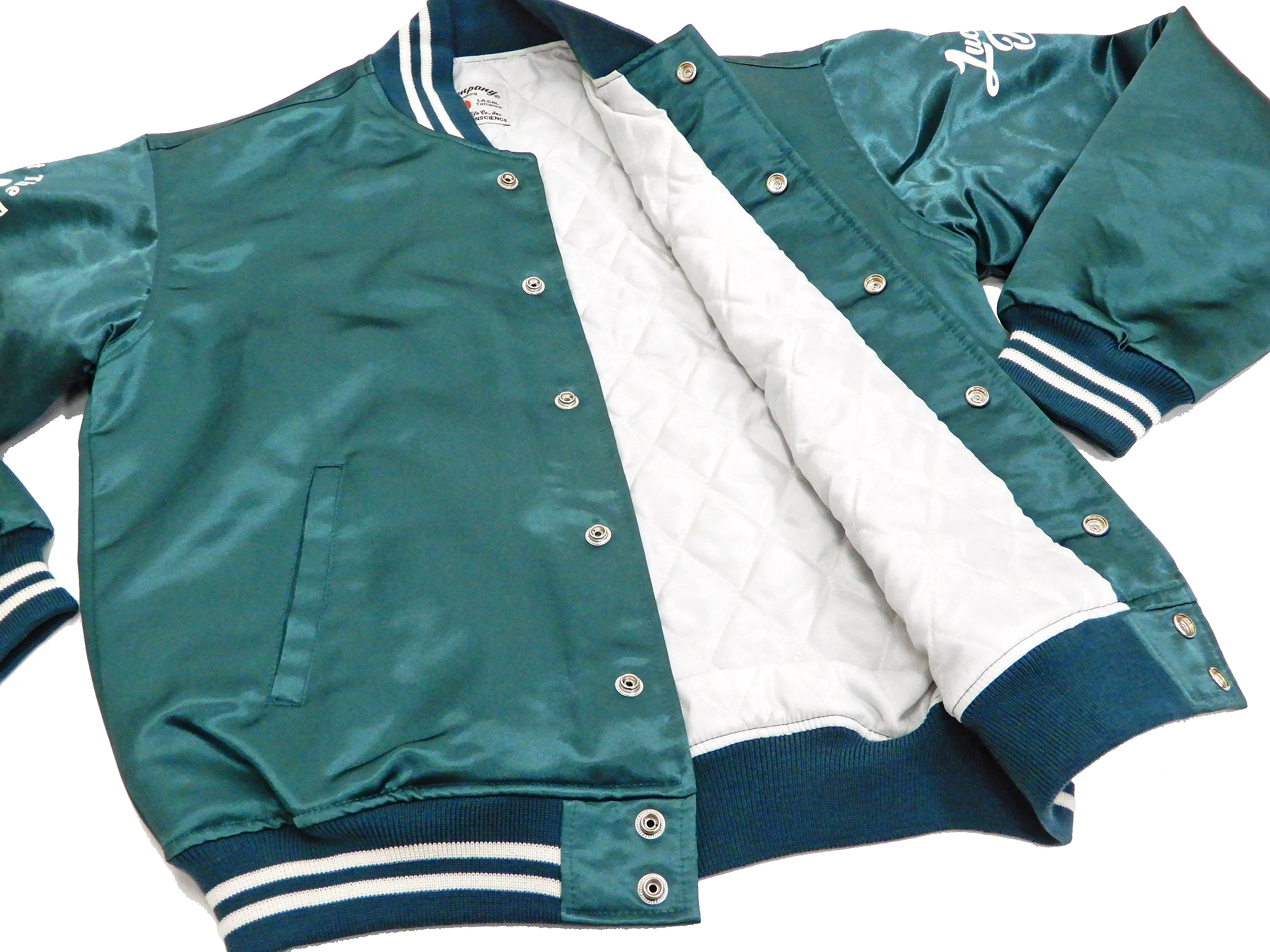 Tedman Men's Polyester Satin Varsity Jacket Custom Baseball Jacket TBBJ-040 Green