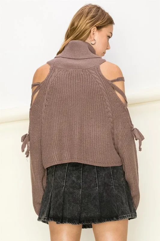 TEEK - Keep Me Close Light Brown Turtleneck Cropped Sweater