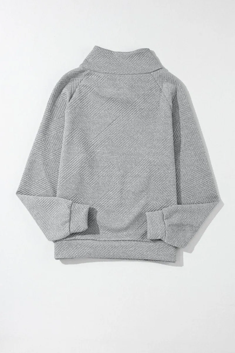 Textured Turtleneck Long Sleeve Sweatshirt