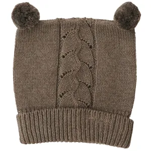 That's Mine Earth Brown Melange Chapette Pointelle Knit Hat