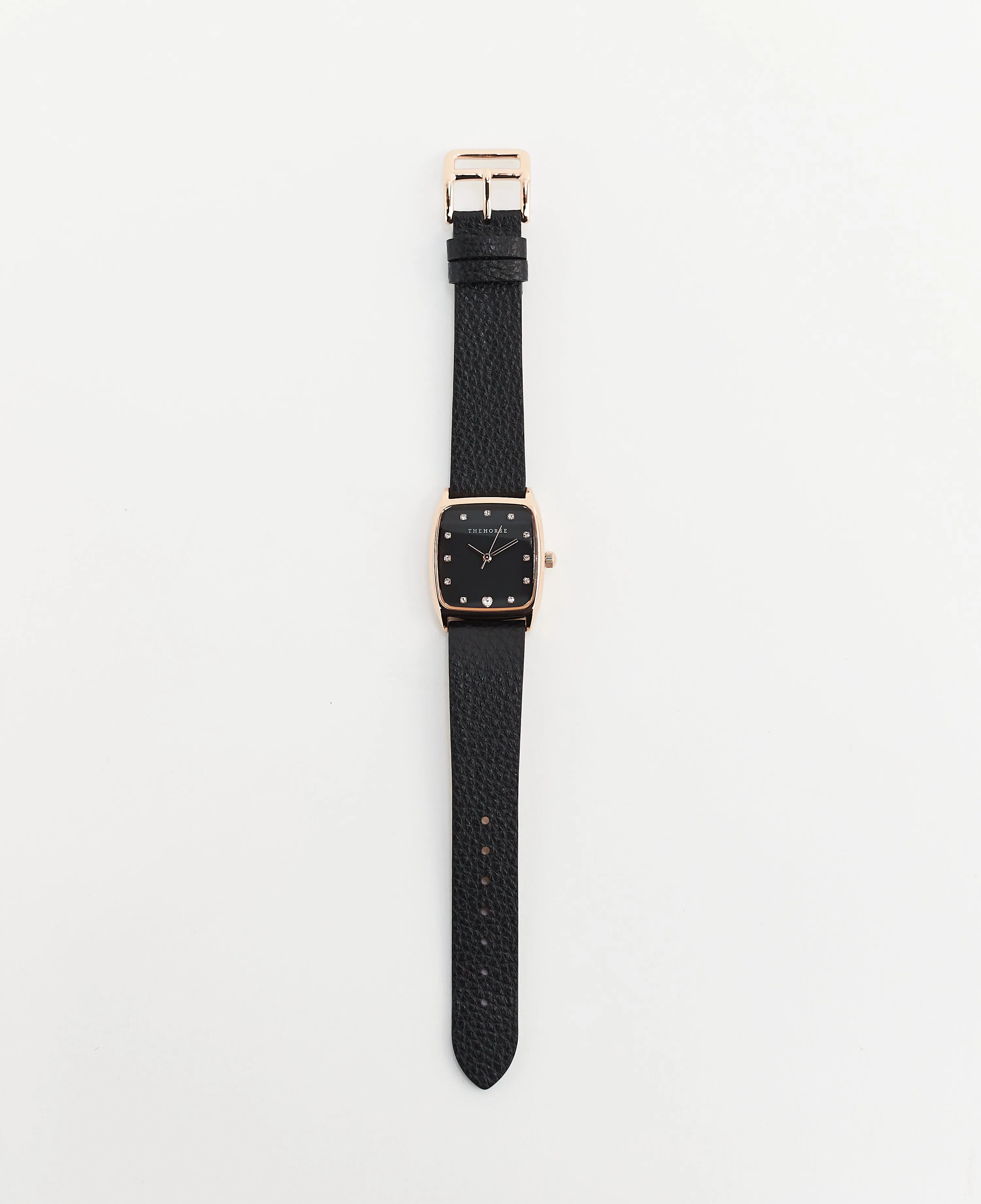 The Dress Watch: Rose Gold / Black Leather / With Stones