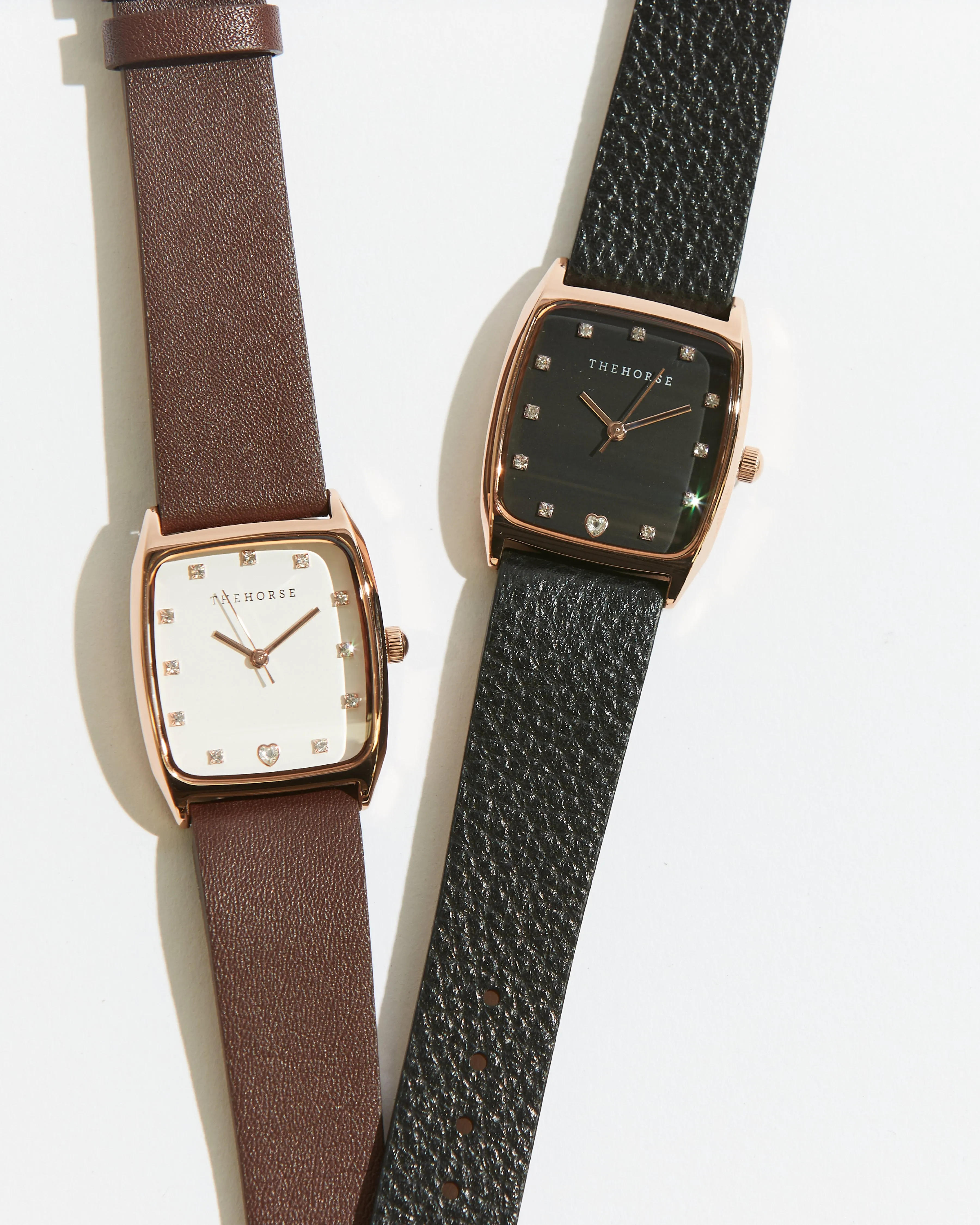 The Dress Watch: Rose Gold / Black Leather / With Stones