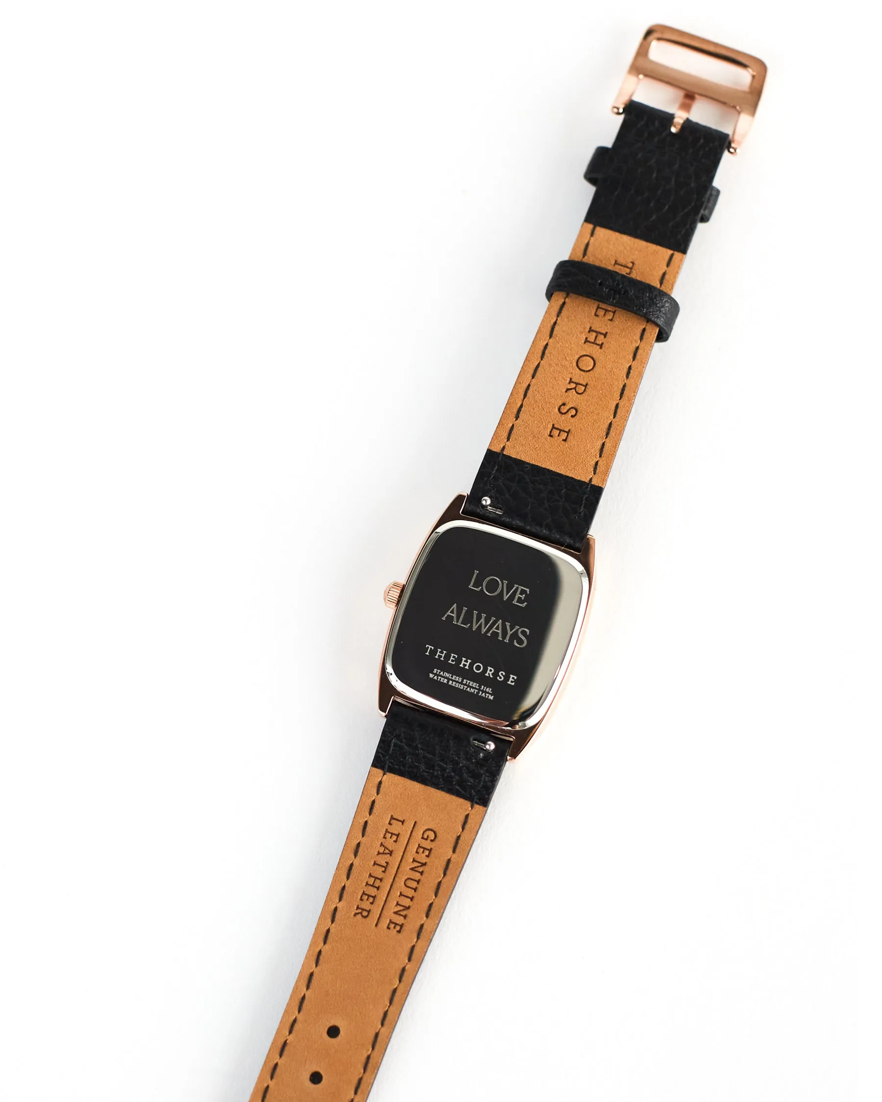 The Dress Watch: Rose Gold / White Dial / Black Leather