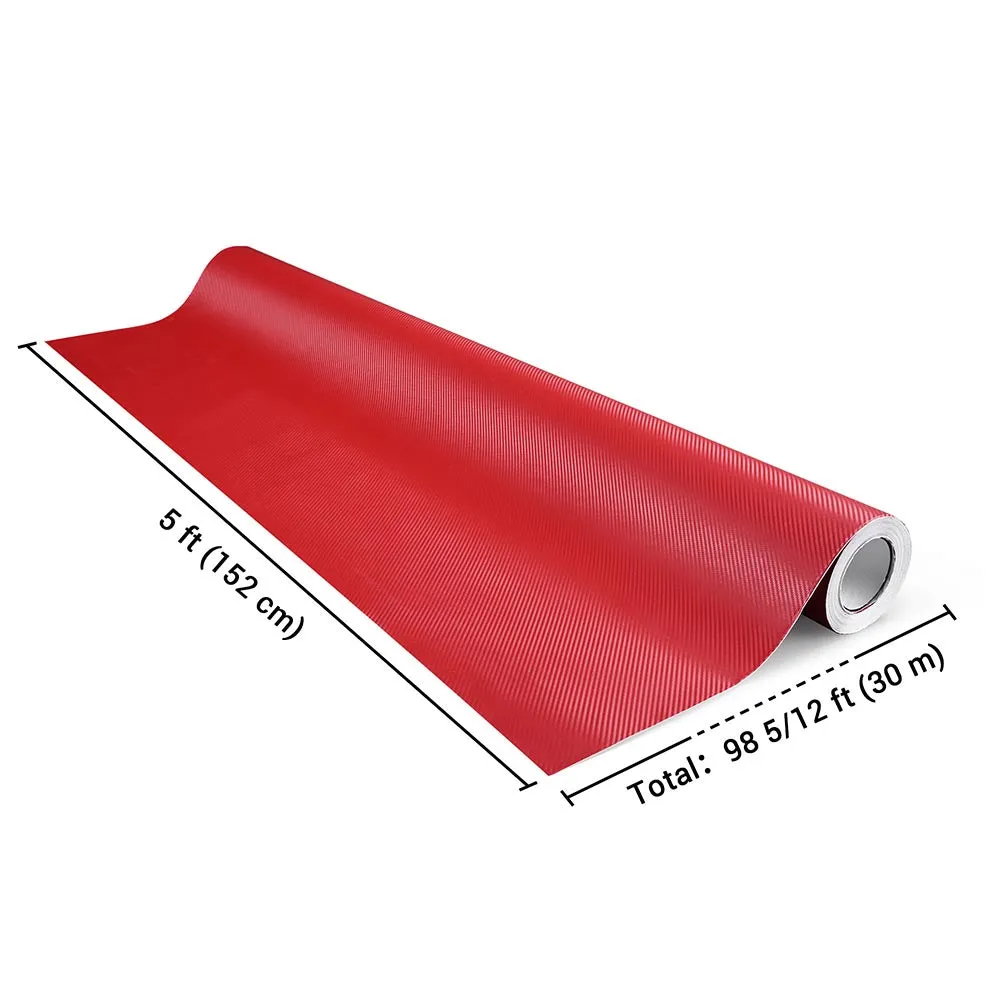 TheLAShop Red Carbon Fiber Wrap 98ft x 5ft 3D Car Vinyl Sticker Roll