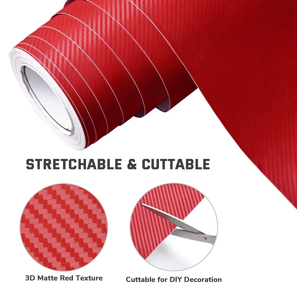 TheLAShop Red Carbon Fiber Wrap 98ft x 5ft 3D Car Vinyl Sticker Roll