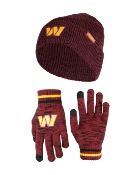 Ultra Game Adults Unisex NFL Official Super Soft Marl Knit Winter Beanie Knit Hat with Extra Warm Touch Screen Gloves|Washington Commanders