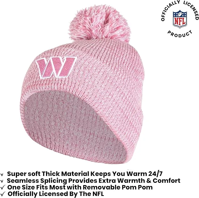 Ultra Game Adults Unisex NFL Official Super Soft Winter Beanie Knit Hat with Extra Warm Touch Screen Gloves|Washington Commanders