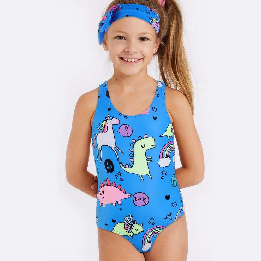 Unicorn And Dino Dream Girls Swimsuit