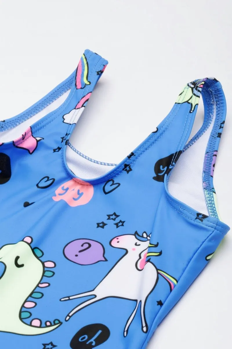 Unicorn And Dino Dream Girls Swimsuit