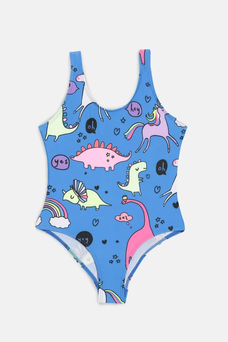 Unicorn And Dino Dream Girls Swimsuit