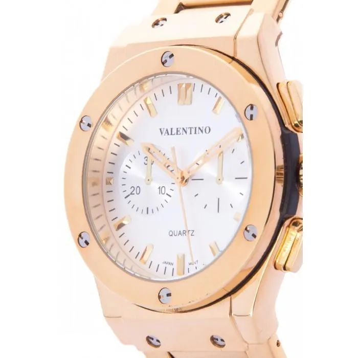 Valentino 20122067-WHITE DIAL GOLD STAINLESS STEEL BAND Watch for Men