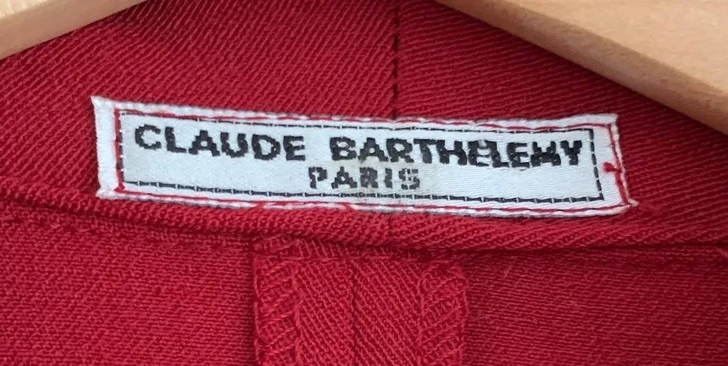 Vintage Claude Barthelemy Wool Double Breasted Jacket Red UK Size M