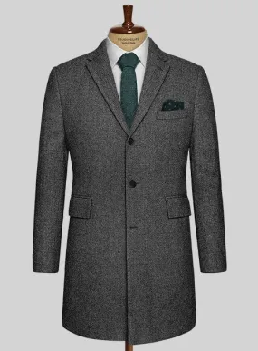 Vintage Dark Gray Weave Tweed Overcoat