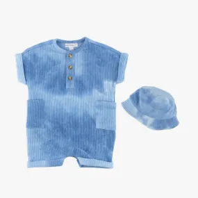 Waffle Tie Dye Romper & Hat Set