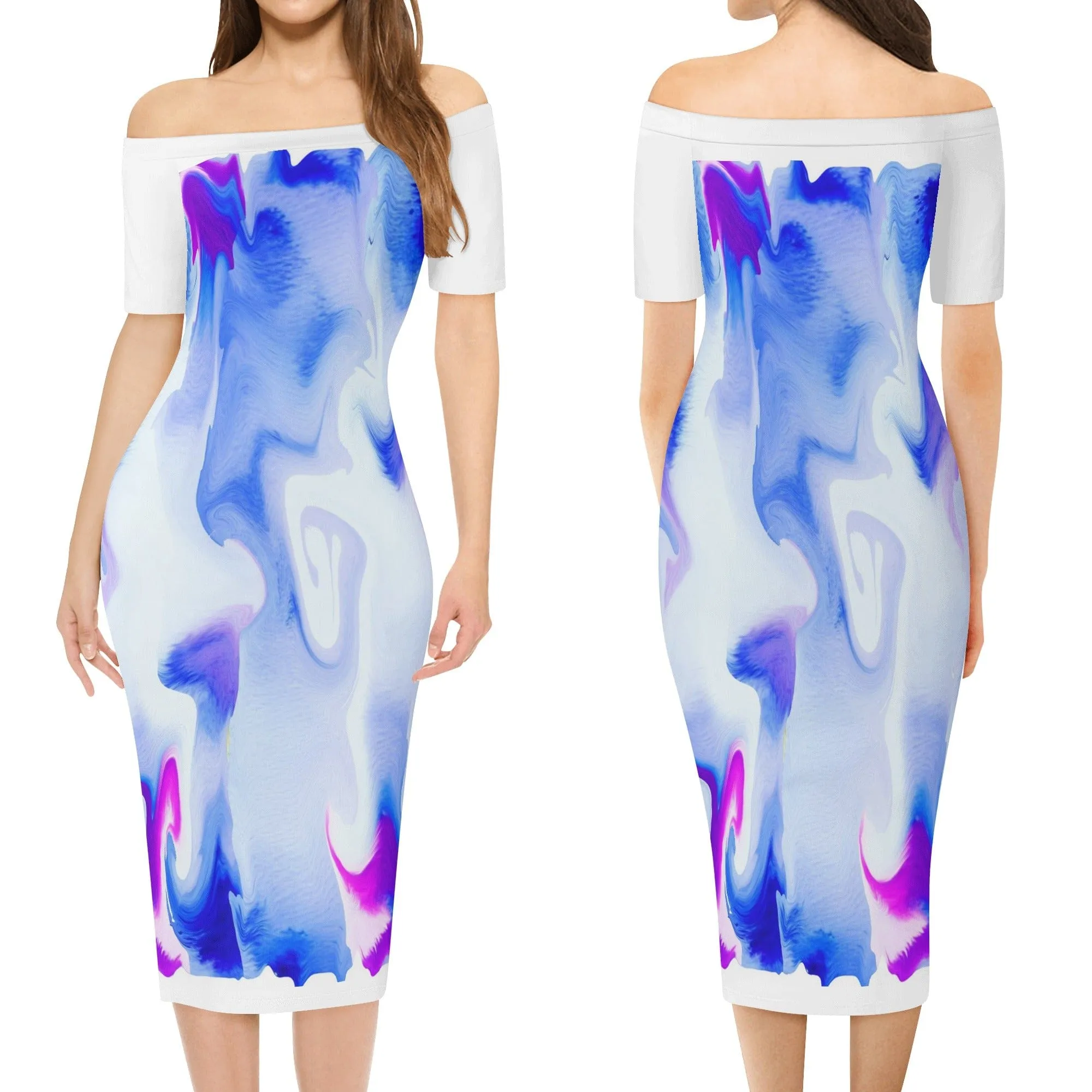 Water Color Women's Off The Shoulder Dress