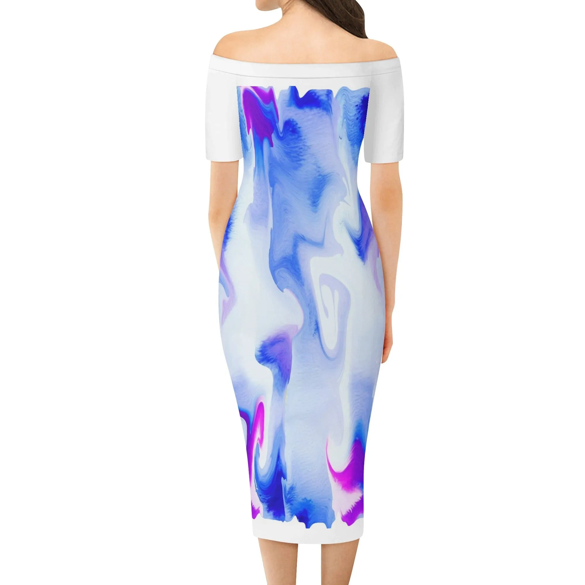 Water Color Women's Off The Shoulder Dress