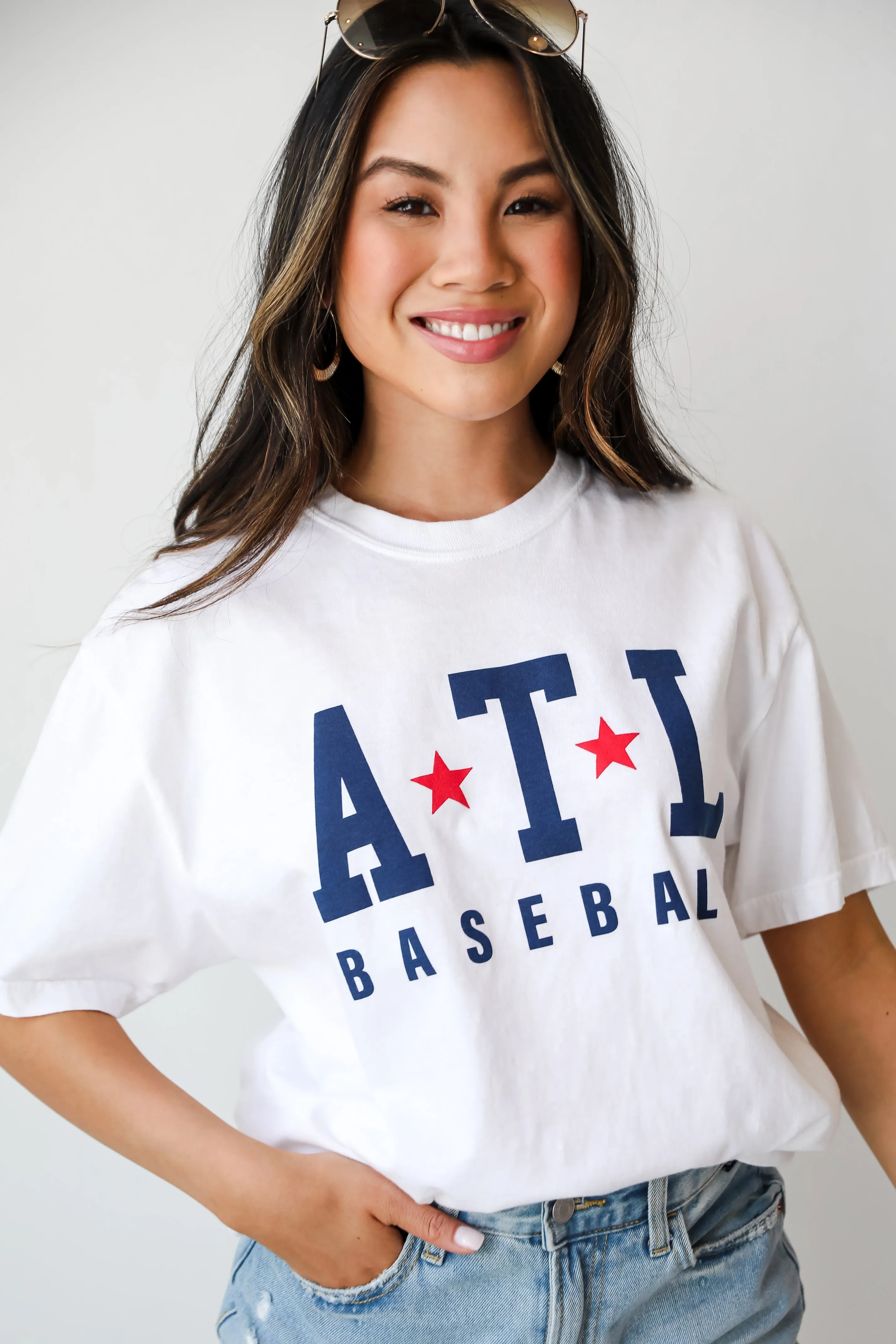 White ATL Baseball Star Tee