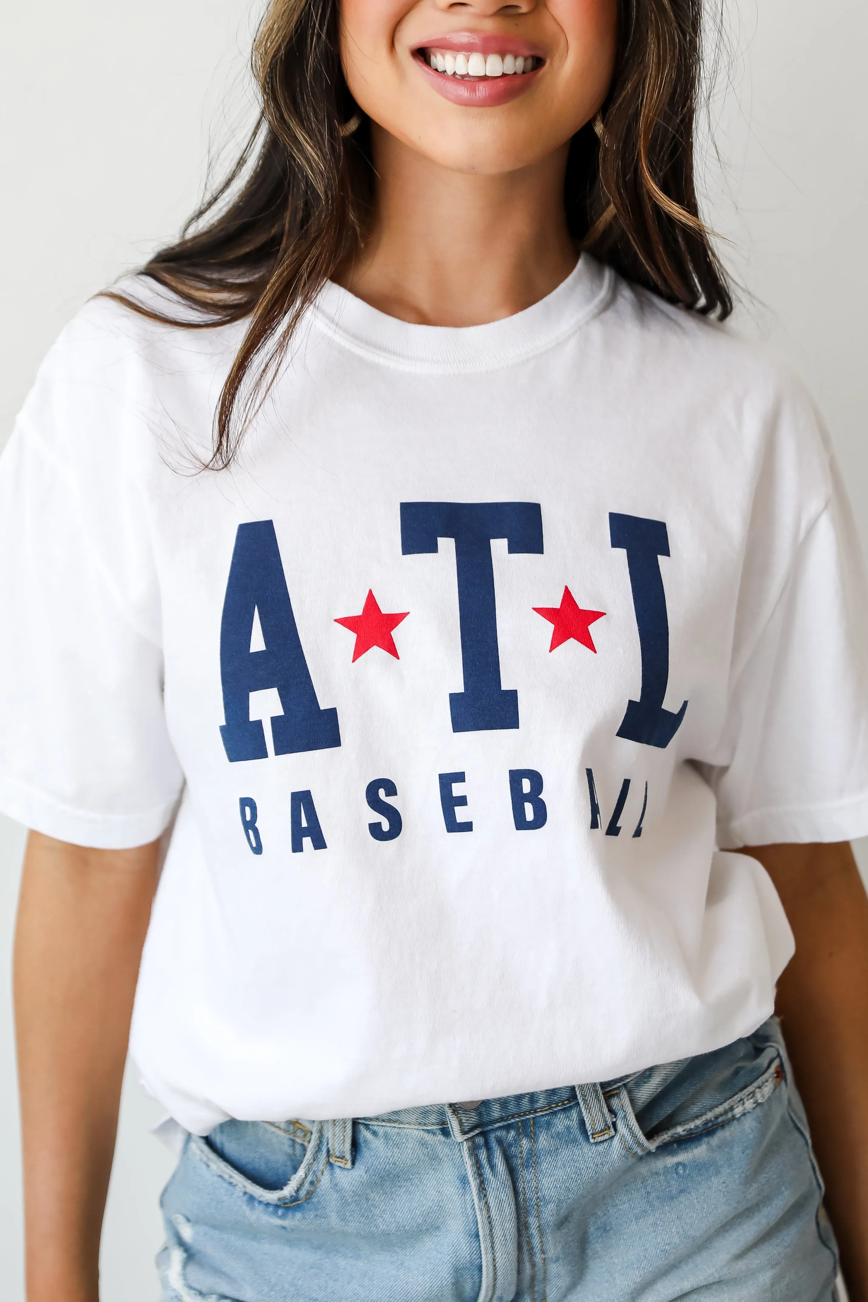 White ATL Baseball Star Tee