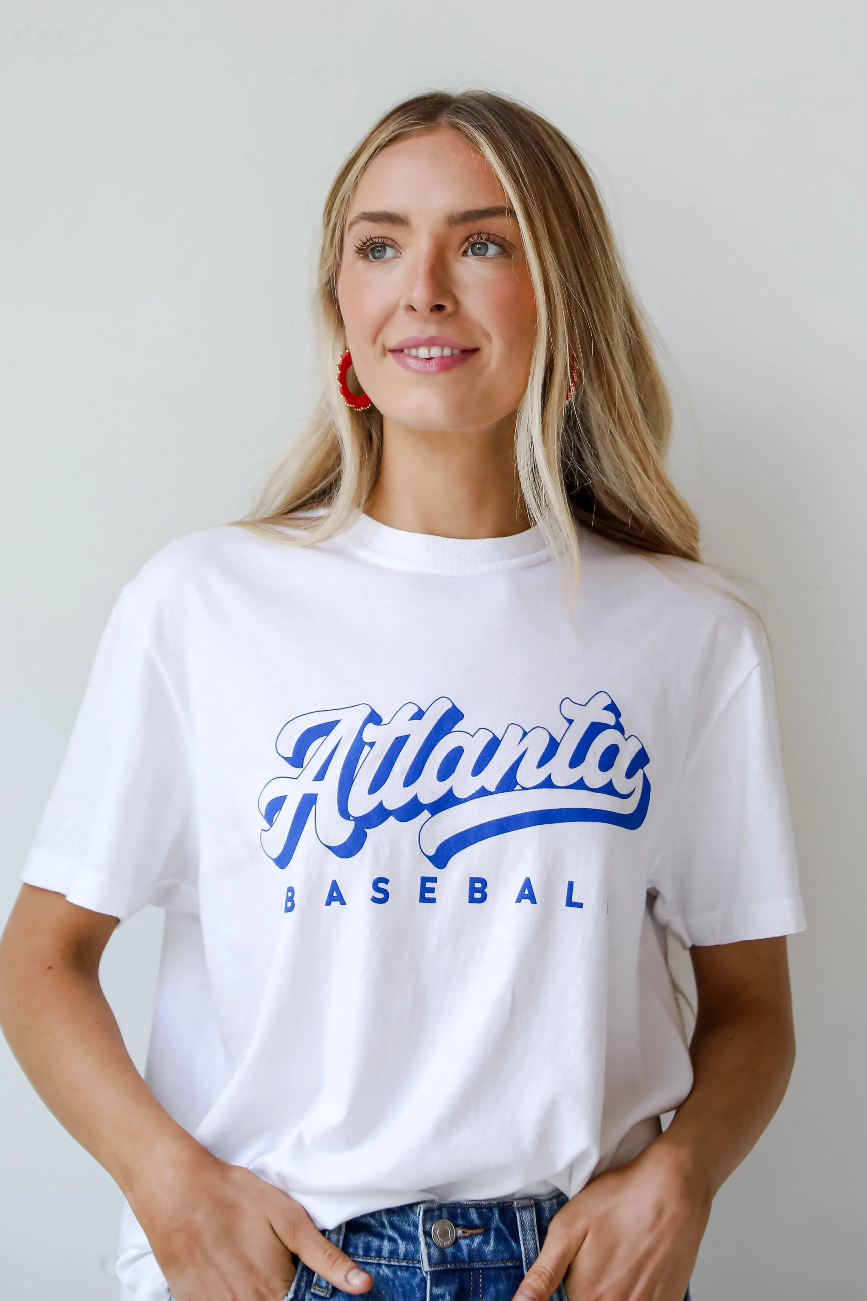 White Atlanta Baseball Graphic Tee