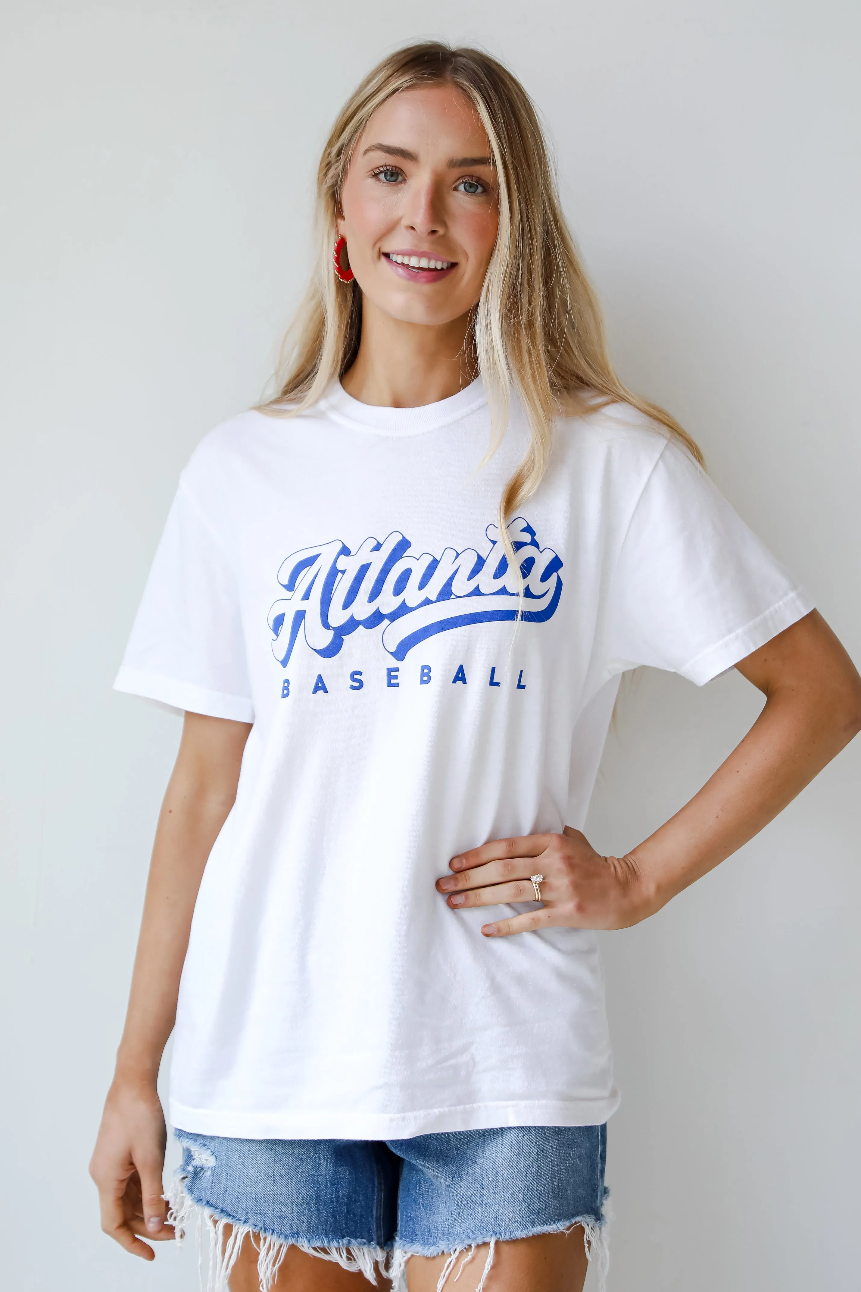 White Atlanta Baseball Graphic Tee