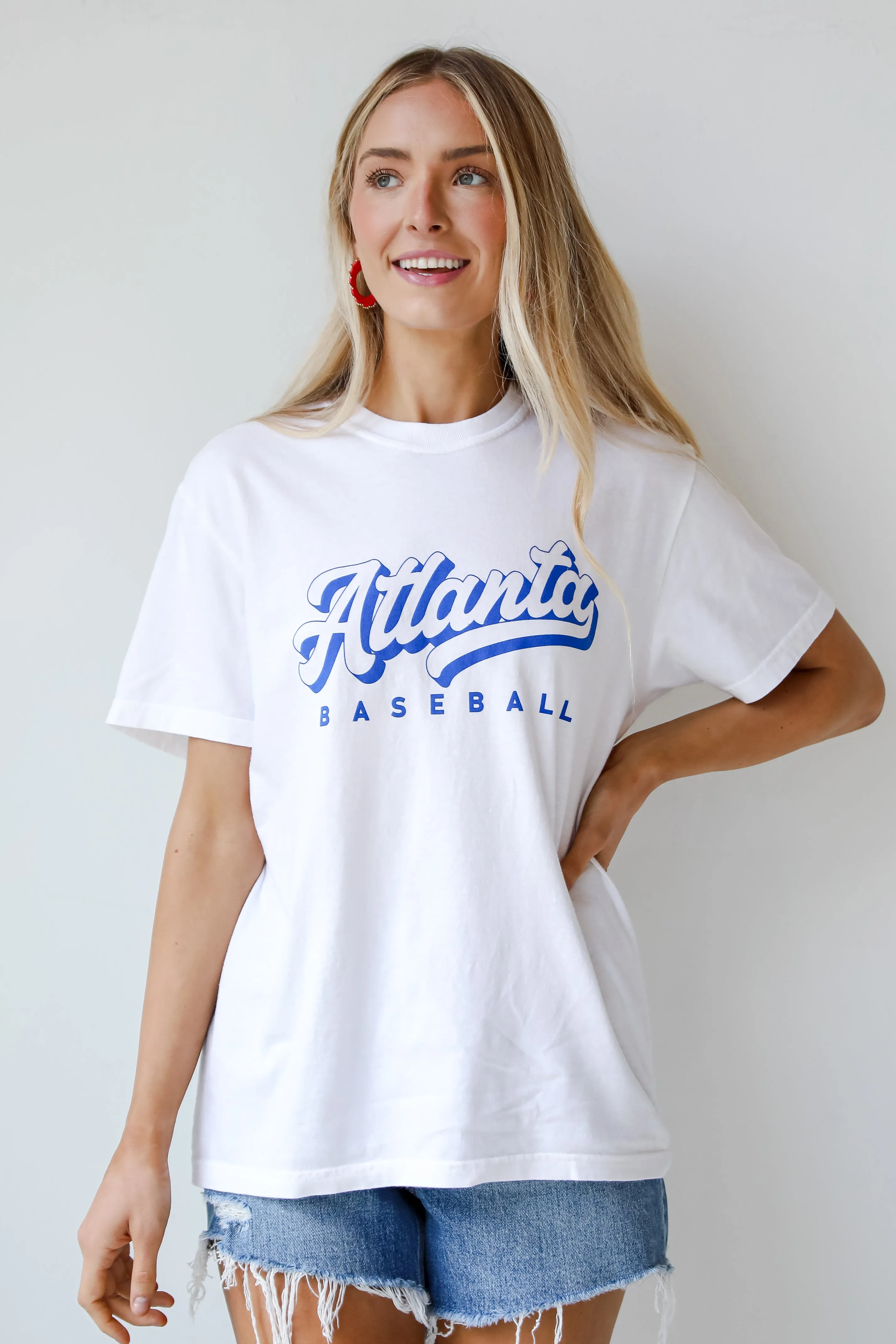 White Atlanta Baseball Graphic Tee